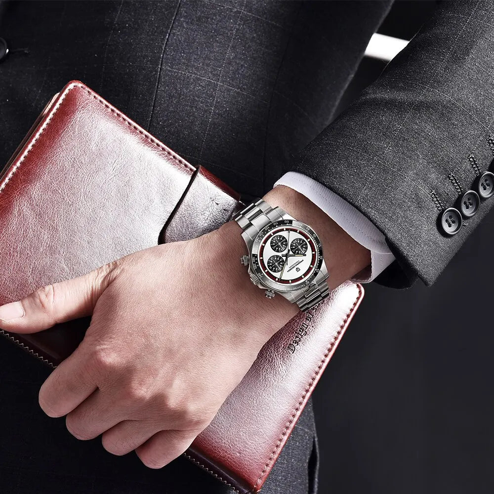 2026 PAGANI DESIGN New Men Quartz Wristwatch Fashion Ceramic Bezel Chronograph Stopwatch Waterproof 100m Stainless Watch for Men
