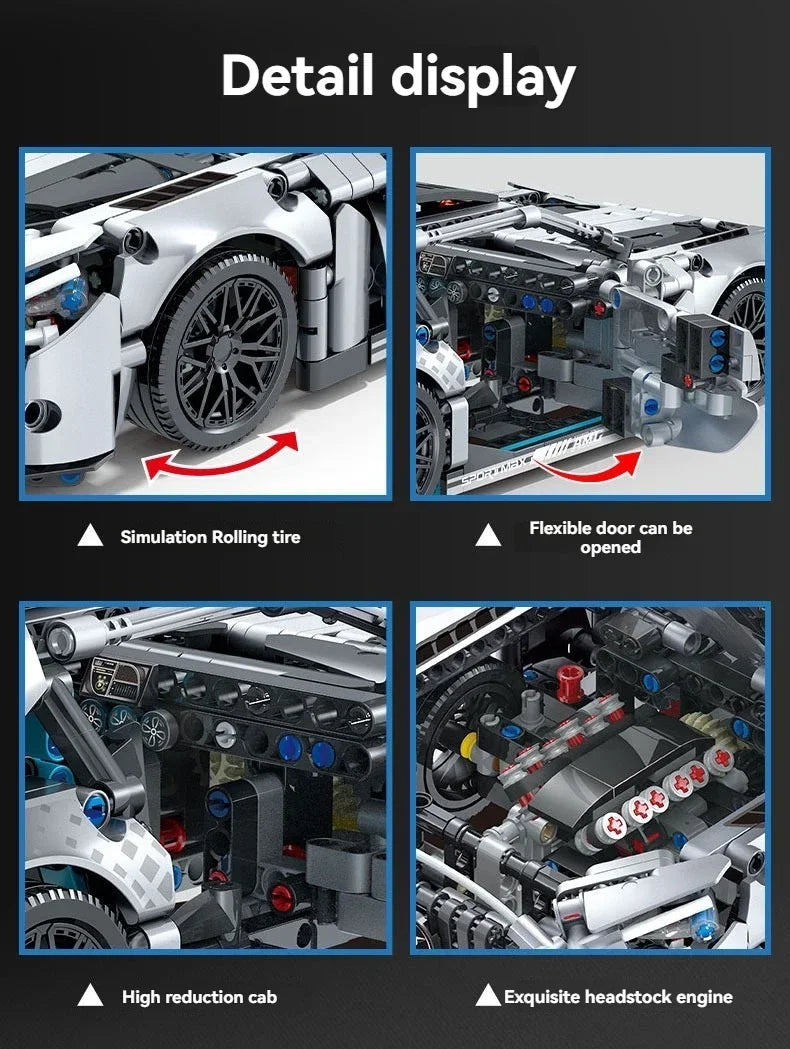 Creative DIY Racing Car Model Building Bricks Kit Advanced MOC Construction Toys for Adults Boys Girls Holiday Gift Idea