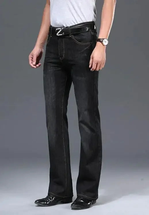 Men's Flared Jeans with Mid-Rise Waist