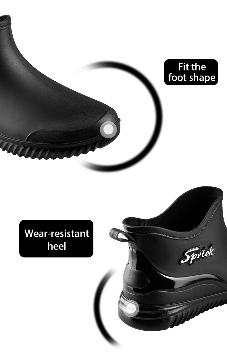 Fashionable Adult Short Rain Boots Waterproof Ankle Shoes Anti-Slip Durable Rubber Footwear For Men Women Suitable for Rainy Day