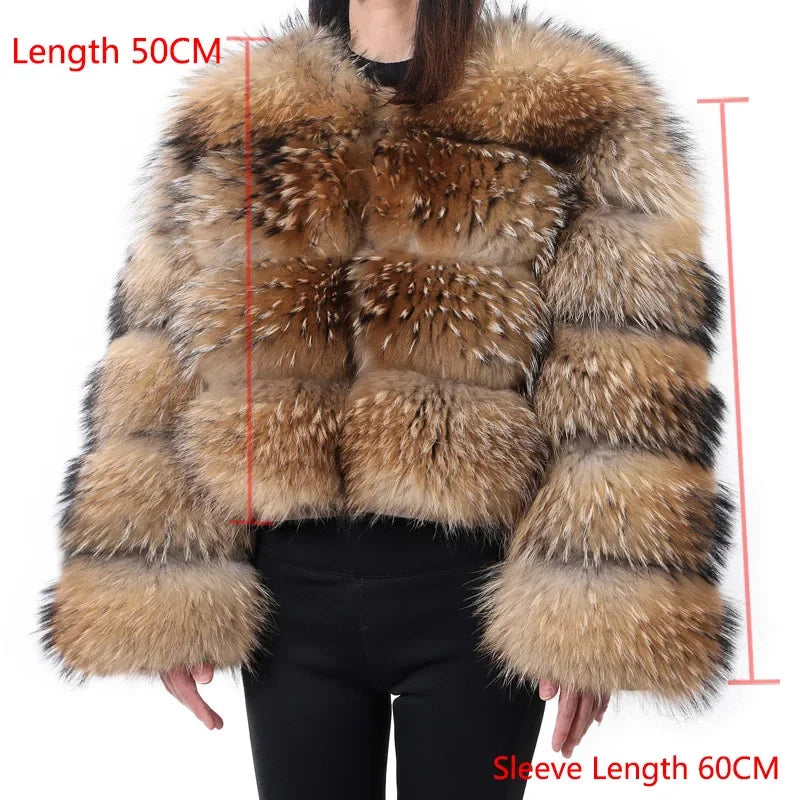 Luxury Women’s Real Raccoon & Fox Fur Jacket | Premium Winter Outerwear