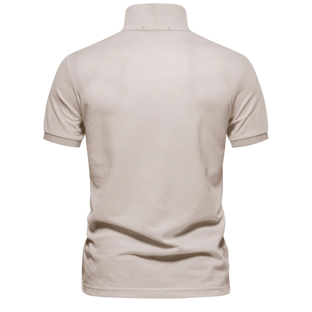 Men's Cotton Polo Shirt – Solid Colors, Relaxed Fit