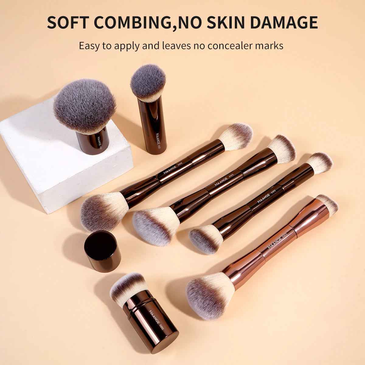 MAANGE Pro Makeup Brush Kit 20pcs Brushes with Storage Bag Dual End Foundation Powder Blush Eyeshadow Brush Beauty Blending Kit