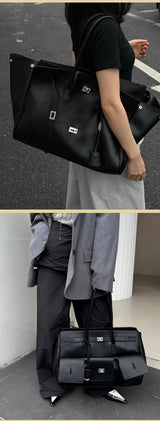 Genuine Cowhide Leather Tote Top Women's Bag Large-Capacity Neutral Motorcycle Wing Underarm Messenger Bag for Ladies 2025