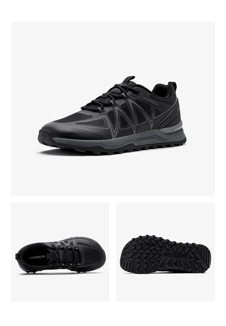 HOBIBEAR Unisex Wide Width Hiking Sneakers Outdoor Trail Running Shoes Artificial Leather Non Slip Lace-Up Walking Sneaker