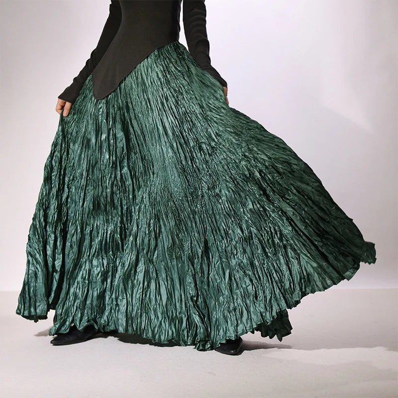 Elegant High-Waist Pleated Maxi Skirt for Women