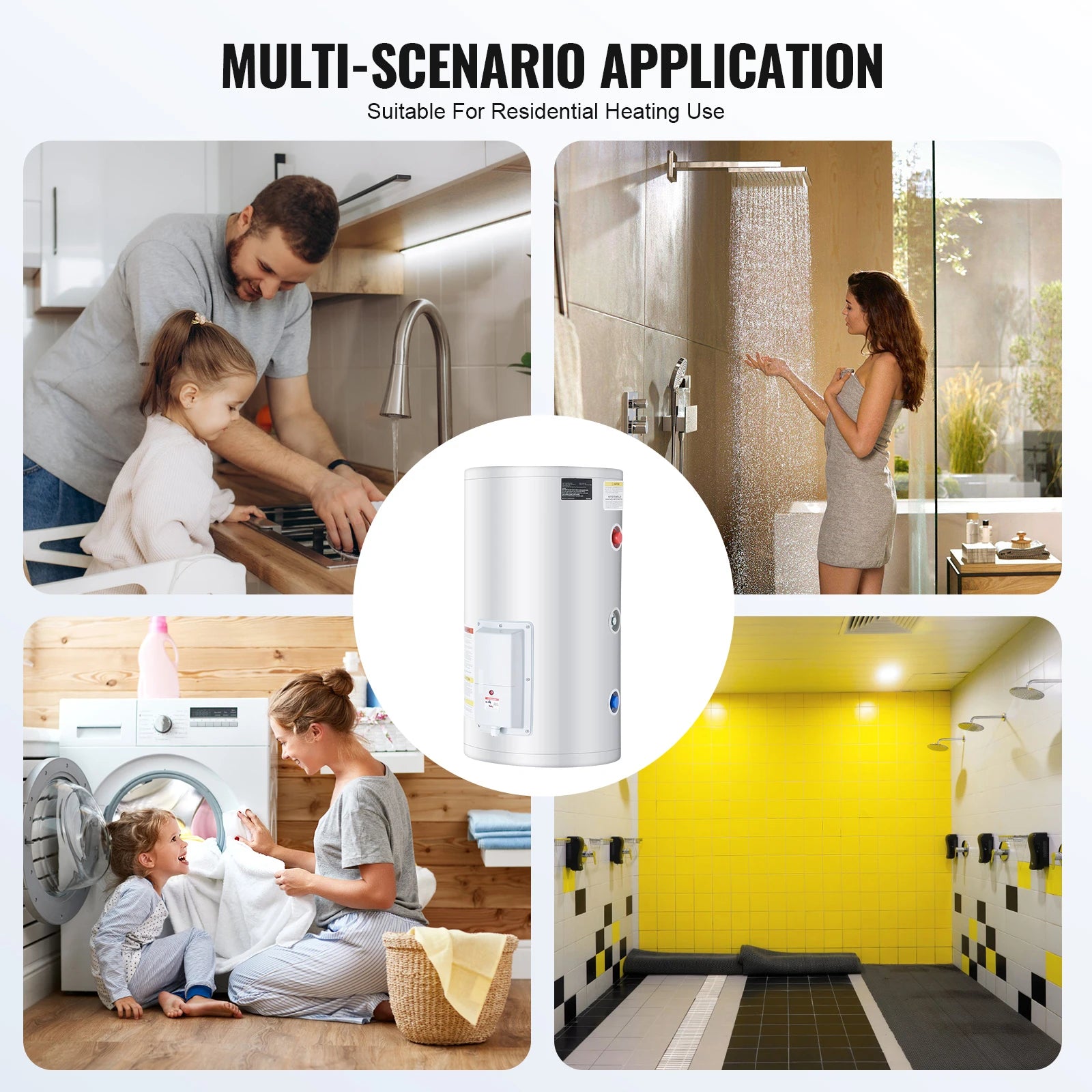 SucceBuy Electric Water Heater 40/70L Tank Instant Hot Water Heater 1.6Kw Tankless Water Heater w/ LED Display Knob Control IPX4