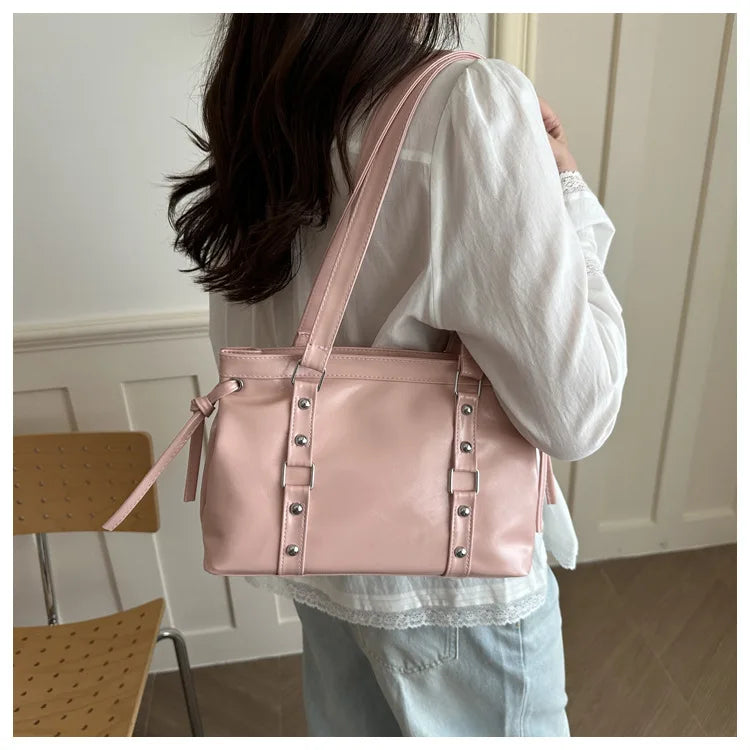 Women's Retro PU Leather Shoulder Tote Bag