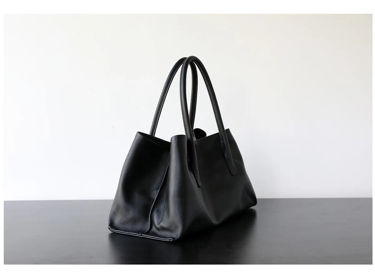 Motingsome Luxury Niche First-layer Cowhide Tote Bag Woman Large Capacity Shoulder Underarm Bag Casual Tote Big Handbag 2025 New
