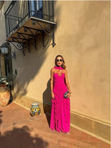 Halter Sweetheart Ruffle Chiffon Evening Gown | Maxi Dress