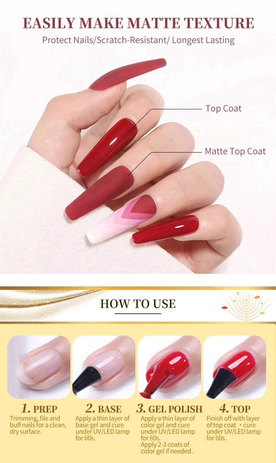 BORN PRETTY 250g Super Top Coat Gel Nail Polish Base Gel Matte Top Coat Semi-Permanent Varnish Soak Off Nail Art Functional Gel