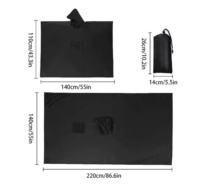 3-in-1 Hooded Waterproof Rain Poncho | Outdoor Adventure