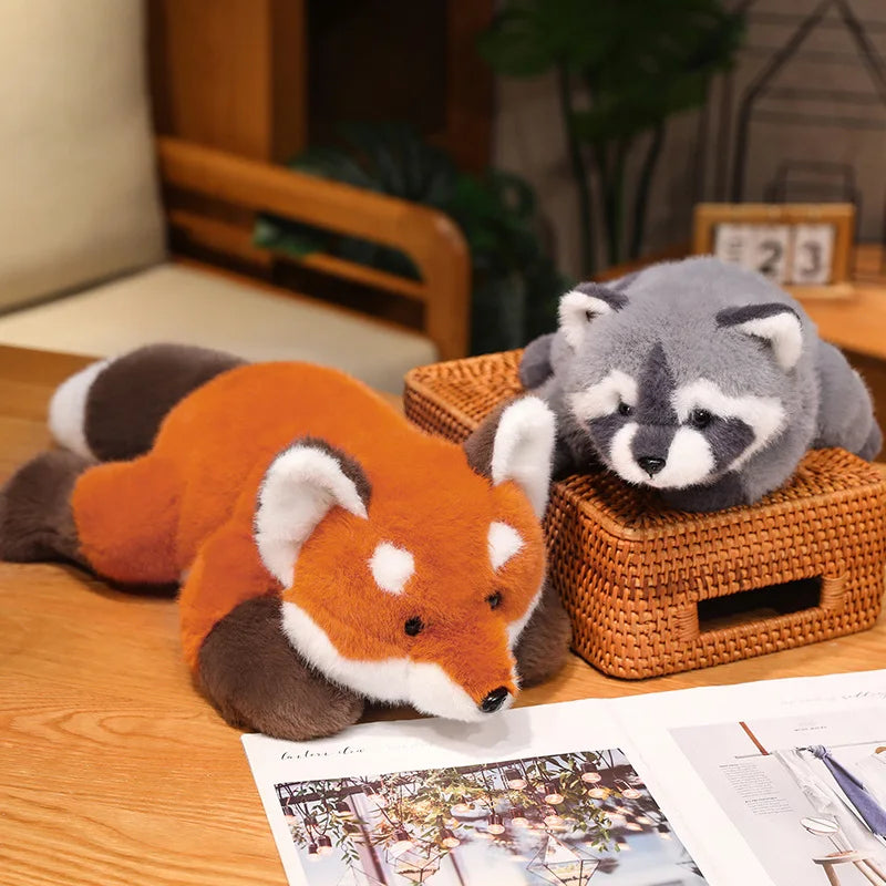 New Stuffed Anime Figure Doll Turned Red Panda Plushie Doll Fluffy Hair Red Raccoon Animals Hug Throw Pillow