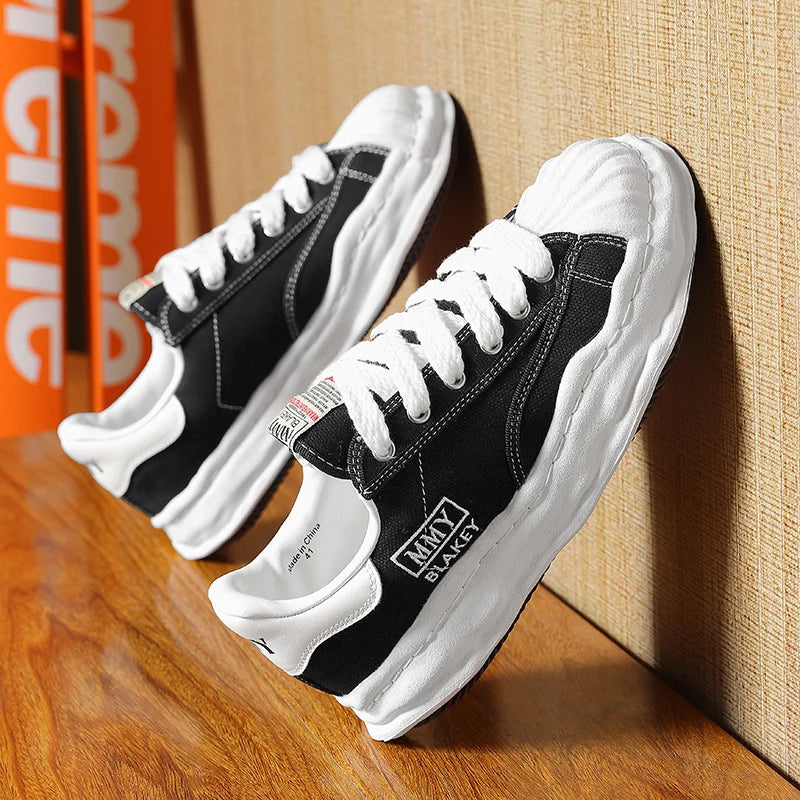 Unisex Thick Sole Board Sneakers — Breathable Lace-Up Casual Walking Shoes