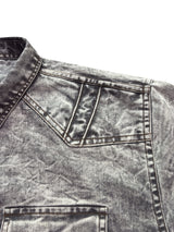 New style denim shirt, long-sleeved, new trend, men's casual shirt, versatile and high-end, double-pocket tie-dye top, color-mat
