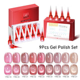 AS 9 Colors Magnetic Cat Eye Gel Nail Polish Set Jelly Pink UV LED Soak Off Gel Varnish Crystal Red Cat Gel Lacquer With Display