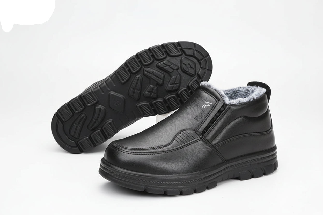 Men’s Waterproof Leather Snow Boots – Anti-Slip Winter Warmth