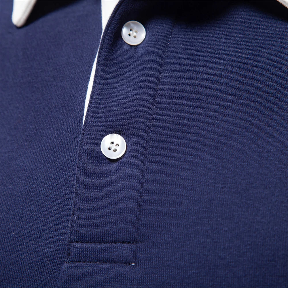 Men’s Cotton-Blend Polo Collar Sweatshirt
