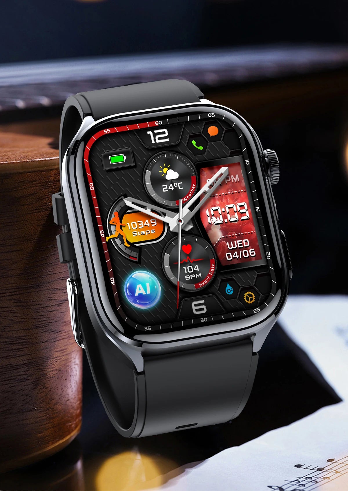 ECG+PPG Health Smartwatch – AI Body Analysis & BT Calling