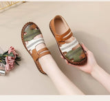 Newest gladiator summer sandals women's big size 43 woman real leather sandals ladies patchwork strap Non-slip flats