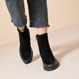 AIYUQI 2026 New Women's Short Boots Genuine Leather Chunky Heel High Heel Boots Female Large Size Pointed Toe Women Ankle Boots