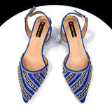 Rhinestone Pointed-Toe Slingback Heels & Bag Set