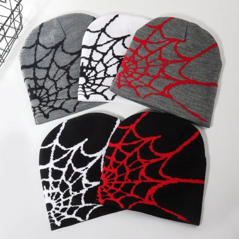 Spider Embroidered Knit Beanie – Y2K Winter Hat