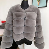 Elegant Winter Faux Fox Fur Crop Jacket