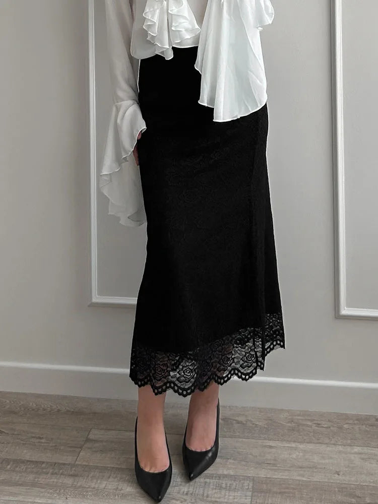 Elegant Lace Maxi Skirt – Women's Floral Pencil Skirt