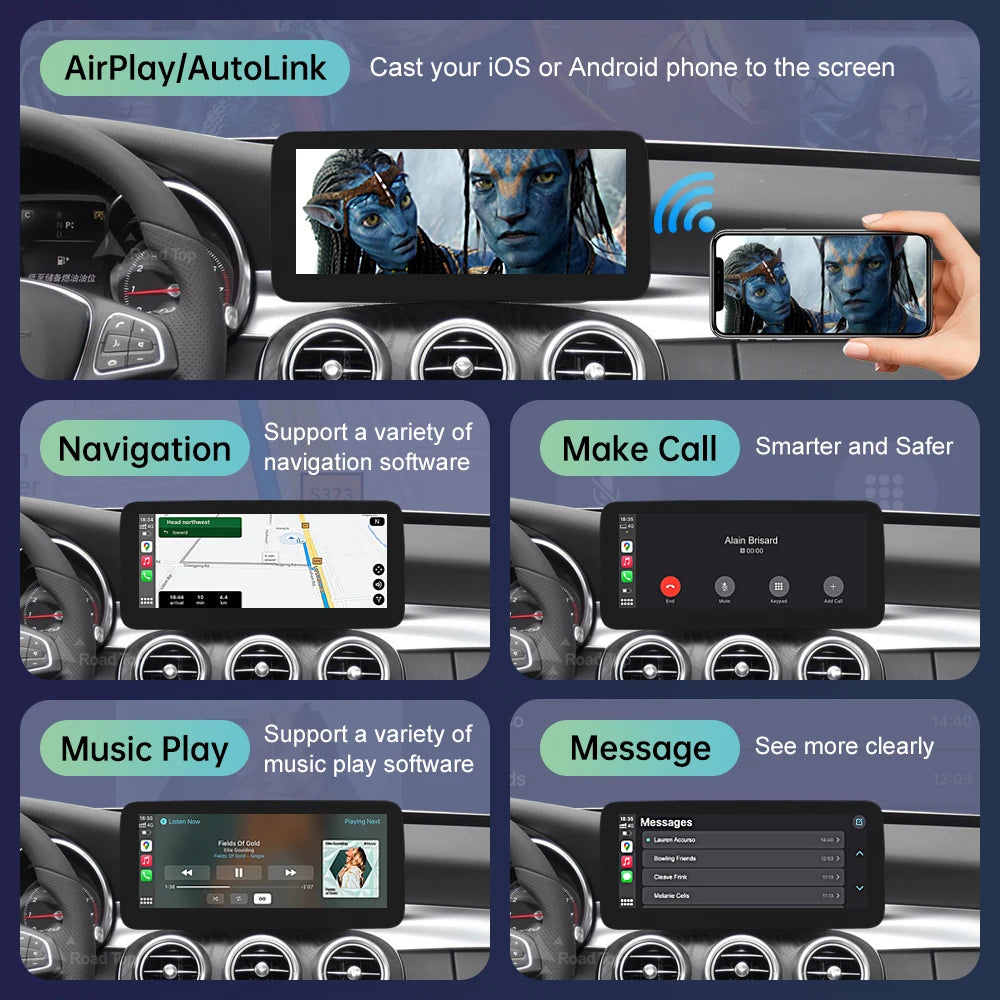 Mercedes Benz W205 GLC CarPlay & Android Auto Screen