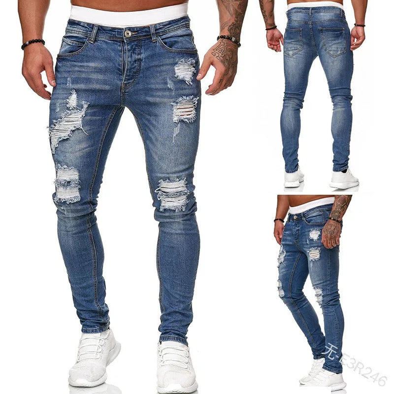 Men’s Ripped Stretch Denim Jeans