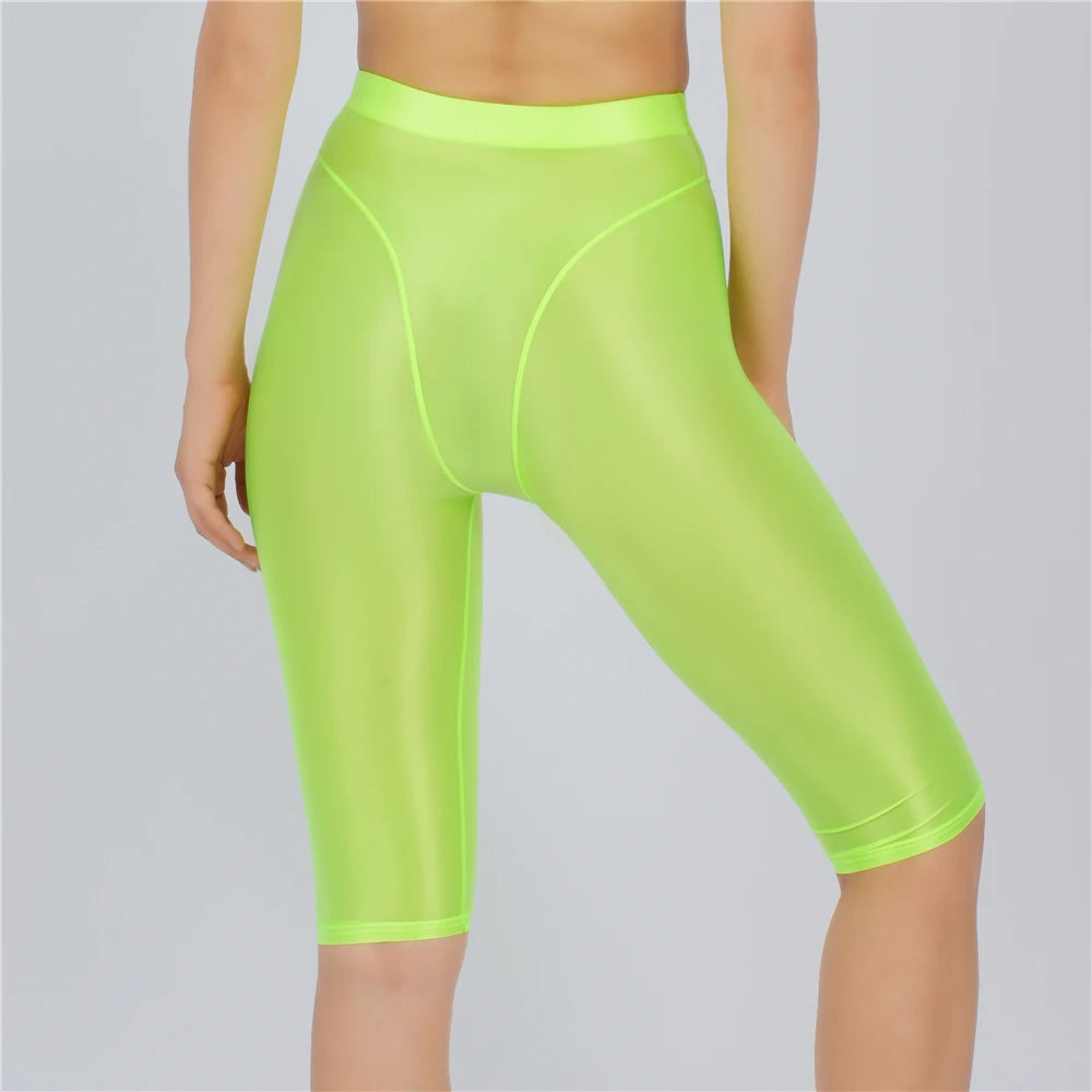 Women's Sheer Stretch Knee-Length Shorts