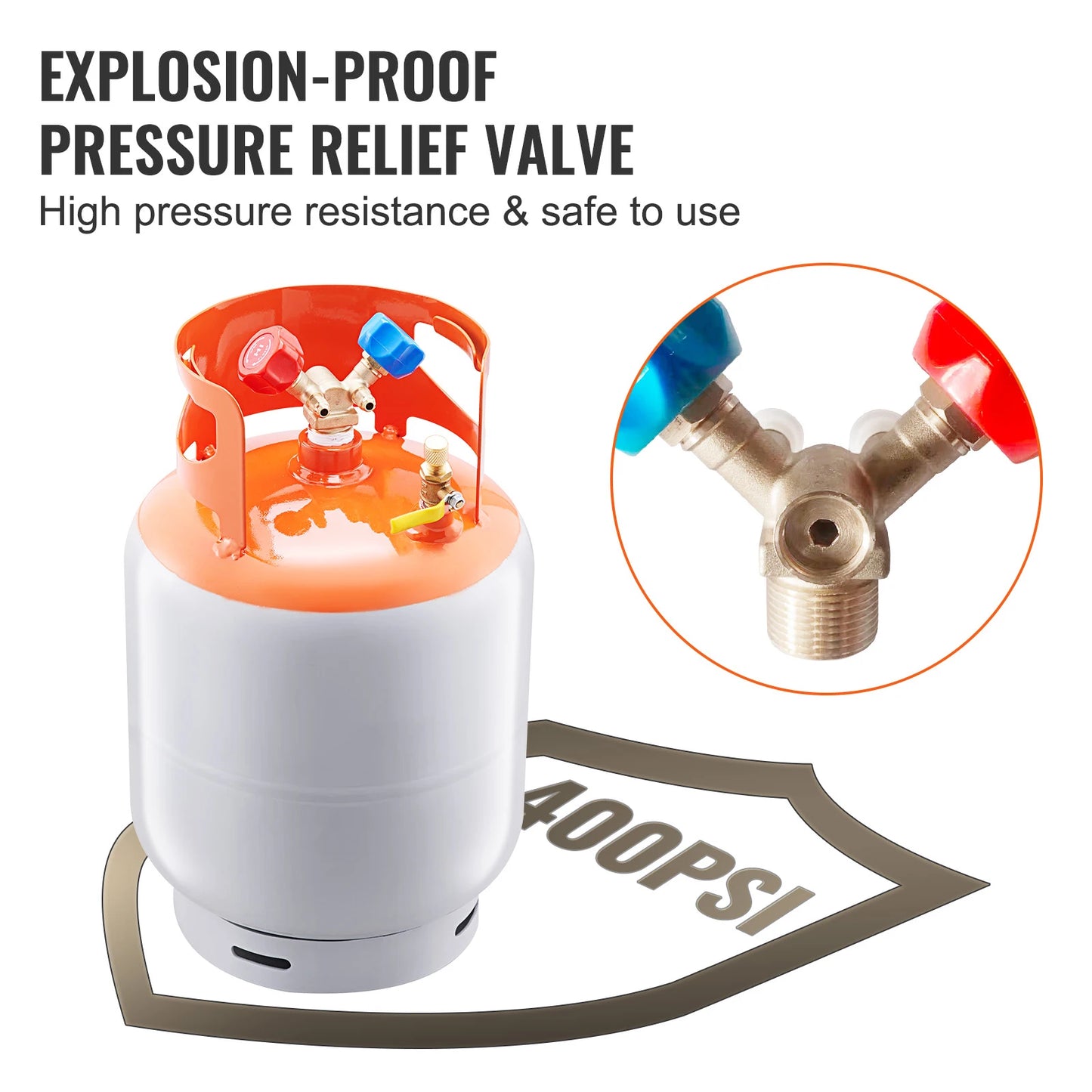 SucceBuy 30 lb Refrigerant Recovery Tank 400 psi Portable Cylinder Tank with Y-Valve for Liquid/Vapor Recovery Can for R22/R134A