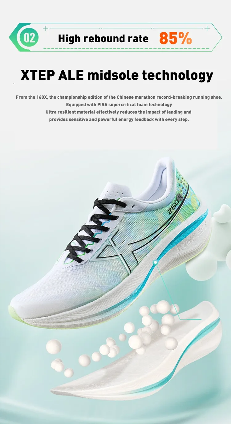 Xtep 260X Running Shoes For Men  Spring Lightweight Men's Sports Shoes Sweat-Absorbing Outdoor Cushion Sneakers 976119110053
