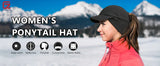 Women's Fleece Ponytail Hat with Ear Warmers & Reflective Cap