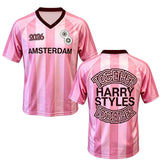 HarryStyles Amsterdam Merch Pink Soccer Jersey Shirt 2026 New Arrivals shirts women men V-neck Breathable Short Sleeve Loose tee