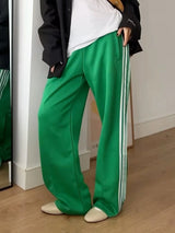 Women's Striped Drawstring Straight-Leg Pants