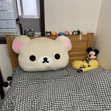 Rilakkuma Plush Bed Headrest Cushion For Dorms Soft Stuffed Bunk Bed Backrest Pillow Cute Decor For College Student Bedrooms