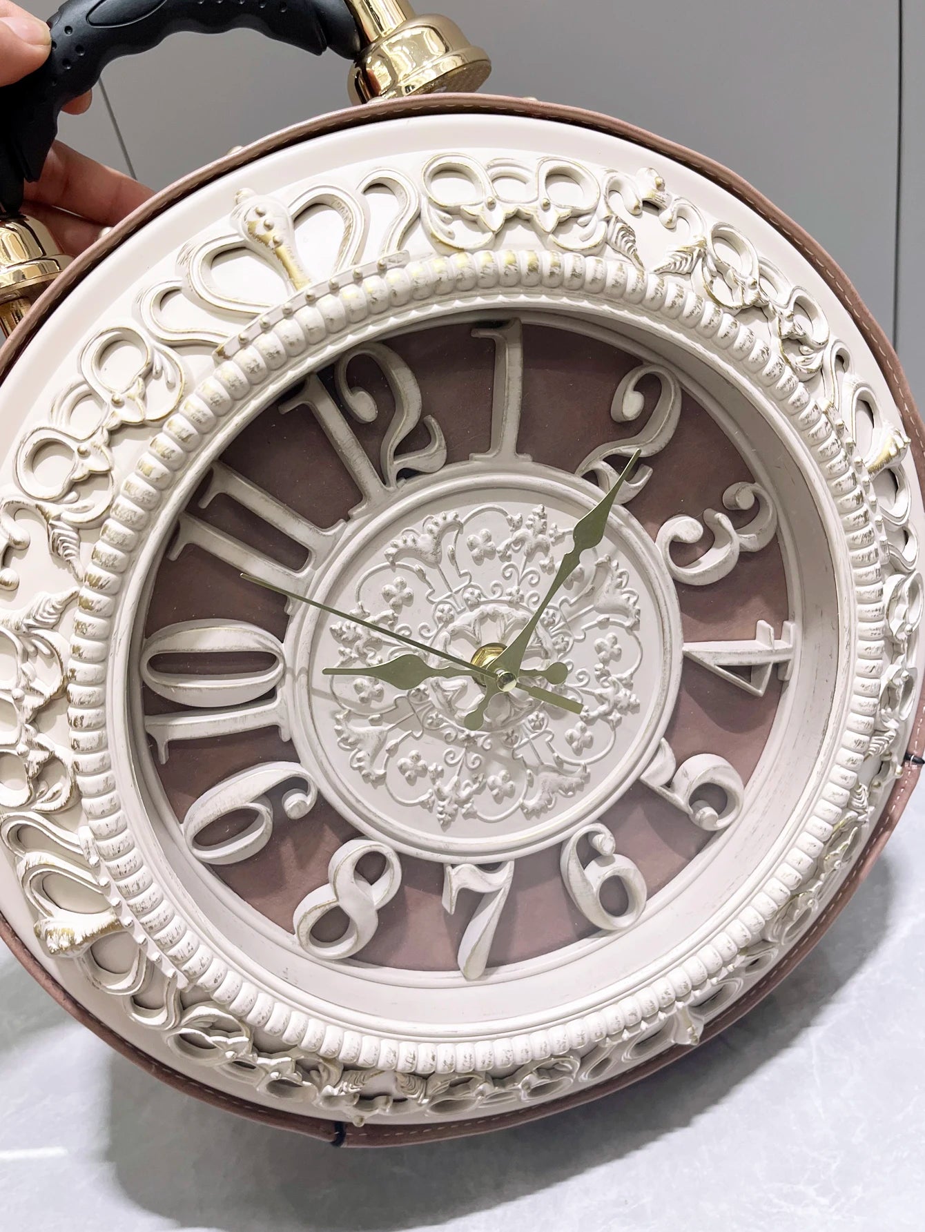 Vintage Clock-Style Circular Shoulder Bag