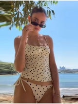 Sexy Spicy Spicy Girl Polka Dot Bikini Suit Slim Suspender Tank Top Tight-fitting Underpants Lady Popular Seaside Vacation Set