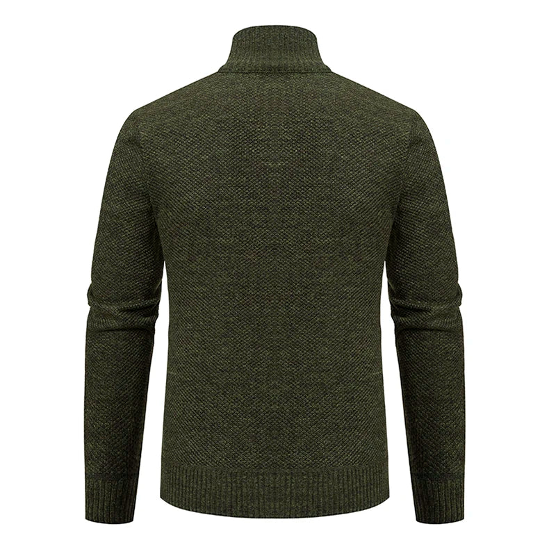 Men’s Fleece-Lined Stand Collar Cardigan