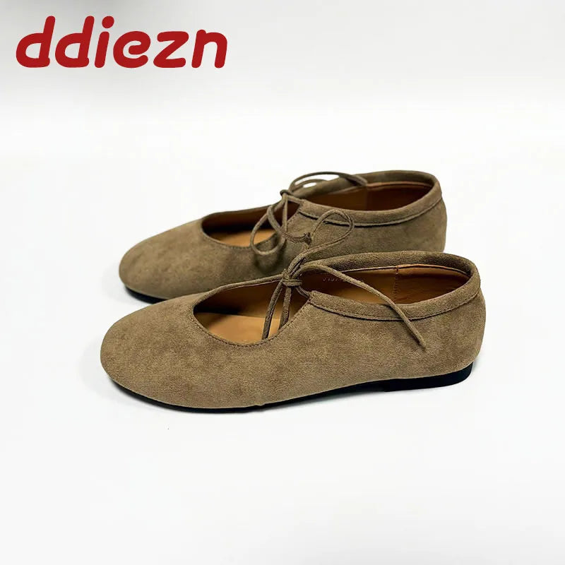 Round Toe Mary Jane Flats with Butterfly Knot