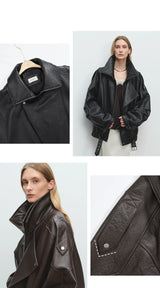 Mauroicardi Spring Oversized Black Soft Pu Leather Jacket Men Long Sleeve Belt Luxury Designer European Fashion Clothes 2025