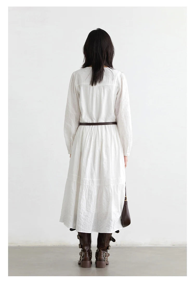CHIC VEN Women Dress Sets A Line Long Sleeve Solid Loose Casual Female Long Dress with Knitted Vest Spring Autumn 2026