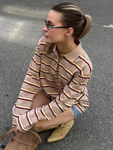 Vintage Striped Oversized Polo Shirt