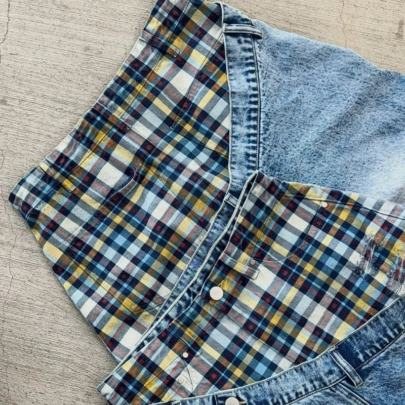 Unisex Y2K Plaid Baggy Jeans