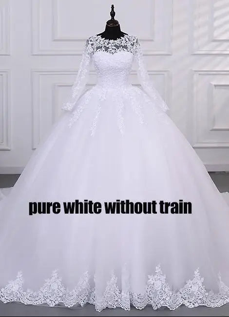 Pure White Wedding Dresses Elegant Boat Neck Ball Gown Simple Vestido De Noiva Plus Size Robe De Mariee
