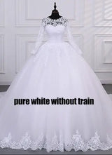 Pure White Wedding Dresses Elegant Boat Neck Ball Gown Simple Vestido De Noiva Plus Size Robe De Mariee