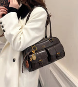 Women’s Coffee Brown Multi-Pocket Shoulder Bag | Vintage PU Leather Crossbody