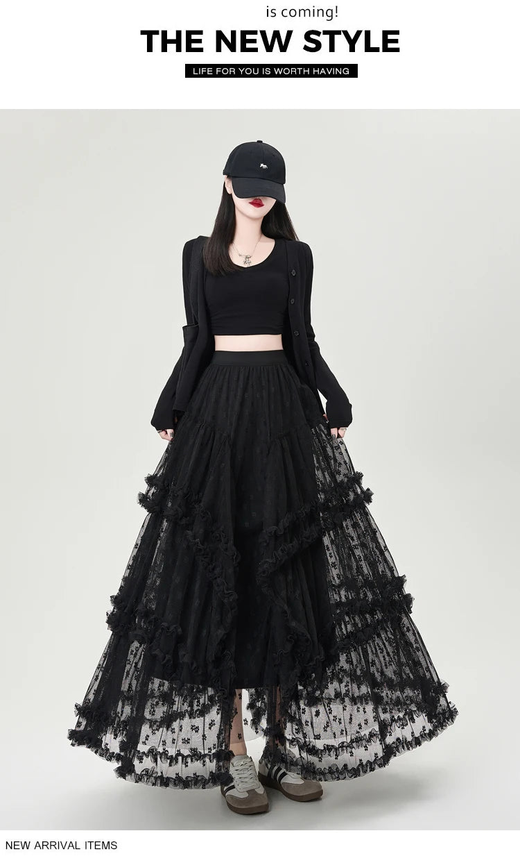Gothic Lace Trumpet Skirt – Fairycore & Punk Streetwear